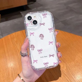 Ốp Sóng Nơ Xanh Hồng Hàn Quốc Cho OPPO Reno 6 8 5 4 14 Pro Reno 14F 12F 8T 6Z 5F Vỏ Sóng 3D Ốp điện thoại Mềm
