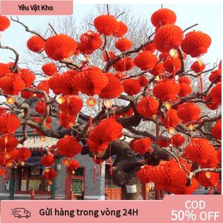 【COD】Combo trang trí đa năng 10 đèn lồng giấy đỏ, phù hợp trang trí Tết và Trung Thu, mang đậm không khí truyền thống.