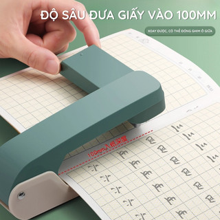Ghim bấm dập ghim xoay 360 độ dành cho văn phòng, học sinh - Thiết kế thông minh, bấm được 100 trang giấy dễ dàng