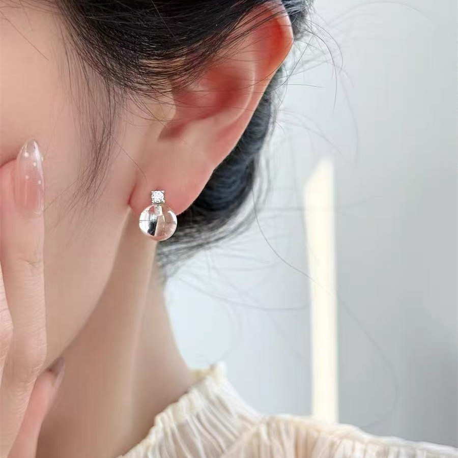 Bông tai kim cương pha lê màu trắng S925