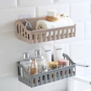 KỆ NHỰA DÁN TƯỜNG ĐỂ ĐỒ NHÀ TẮM - GIÁ ĐỂ ĐỒ NHÀ BẾP DẠNG ĐAN LƯỚI TIỆN LỢI Gia dụng TC 256