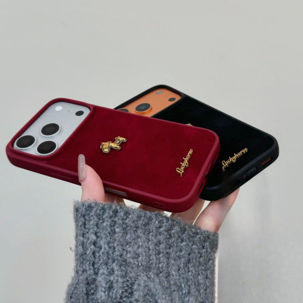 Ốp Điện Thoại Trang Trí Ngựa Cho iPhone 17 16 15 14 13 Pro Max Fuzz Chống Rơi Nút Bảo Vệ Vỏ Thời Trang