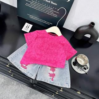 S129-[tomnaukids] Set áo cộc tay phối quần Jean cho bé gái size từ 8-36Kg