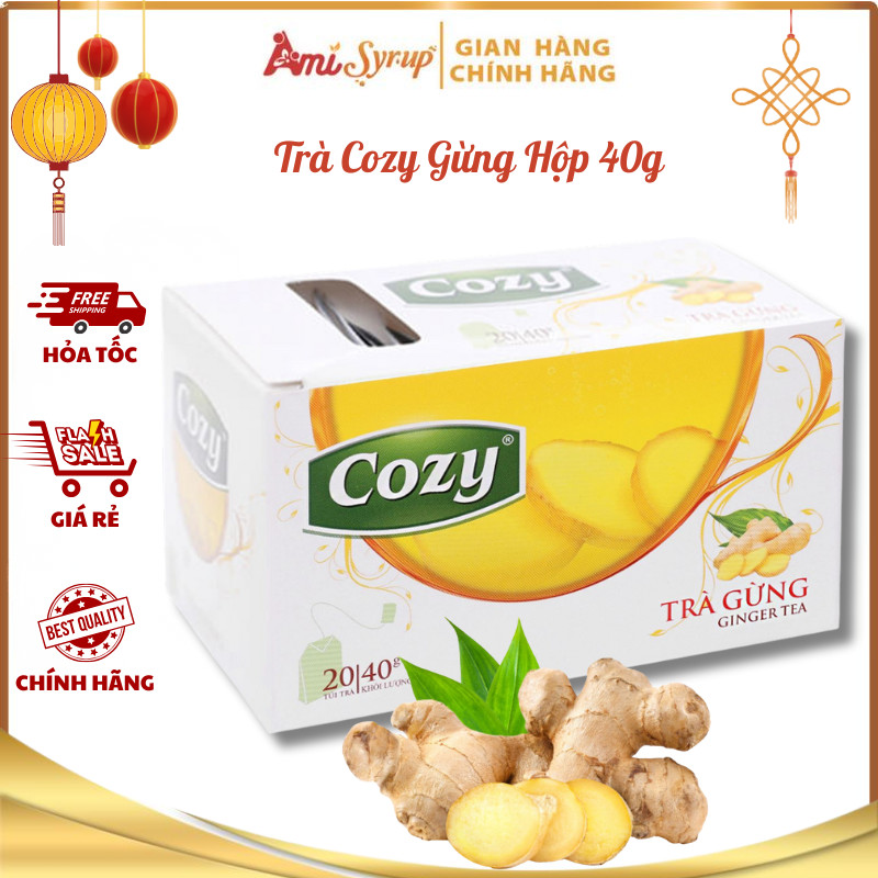 Trà Cozy Hương Gừng Hộp 40g Thơm Ngon Đậm Vị Trà Gừng, Dễ Pha Dễ Uống