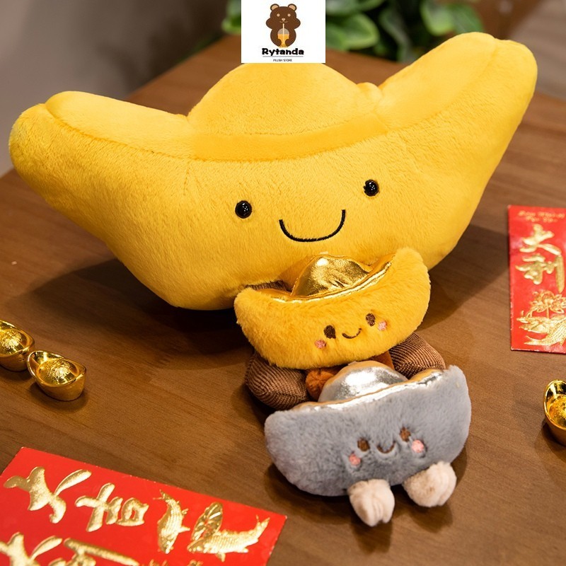 Rytanda Thỏi Vàng Mềm Sang Trọng Móc Khóa Mô Phỏng Dễ Thương Thỏi Vàng Sang Trọng Mặt Dây Chuyền Vui Vẻ Bạn Gái Trẻ Em Giáng Sinh Đổi Quà Tặng Ba Lô Trang Trí Chìa Khóa Móc Khóa Búp Bê
