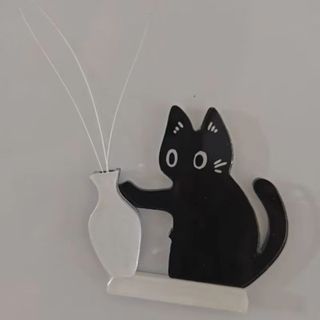 Tủ lạnh mèo JARREDIWWO, Acrylic Black Cat Pushing Cat Hair Collector, Cơ sở trang trí tưởng niệm thú cưng Mới lạ Sáng tạo Bình đựng tủ lạnh Trang trí văn phòng