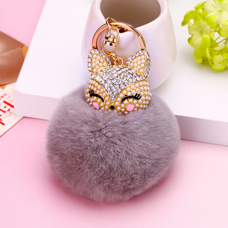 Phiên Bản Hàn Quốc Sáng Tạo Kim Cương Giả Cáo Đầu Xe Móc Khóa Mặt Dây Chuyền Móc Chìa Khóa Nhẫn Sang Trọng Quà Tặng 26.1.23