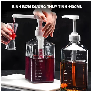 Bình Bơm Đường Thủy Tinh 1100ml – Vòi Bơm Định Lượng 10cc Chuẩn Xác, Tiện Dụng, Sạch Đẹp