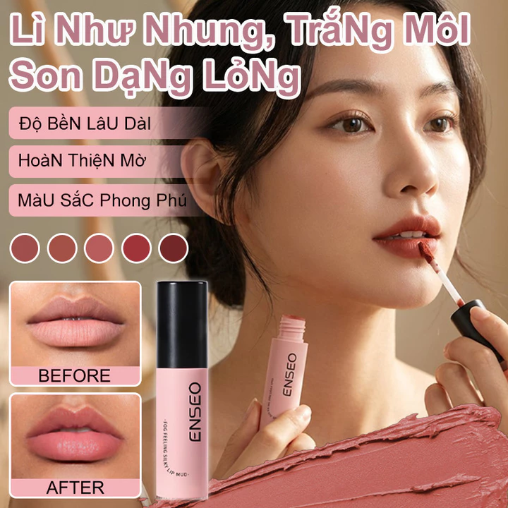【Nhung Lì Mịn Màng/Sáng Da Tức Thì】Son Dưỡng Môi Phong Cách Hàn Quốc/Son Trang Điểm Hàng Ngày Bền Màu/Son Kem Lì Không Khô Môi/Son Môi Thời Thượng Cho Mọi Hoàn Cảnh/Son Trang Điểm Chuyên Nghiệp Dễ Tán