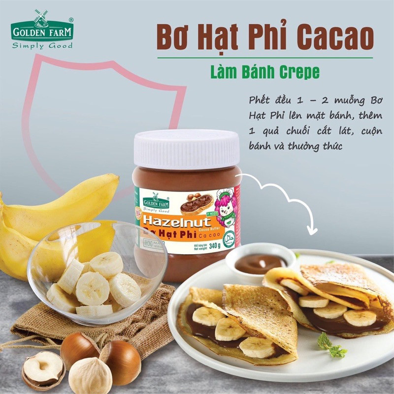 [Combo] Bơ Hạt Phỉ Cacao Golden Farm Lọ 170g 340g Thơm Ngon Kết Cấu Mịn Dễ Phết Bánh Mì