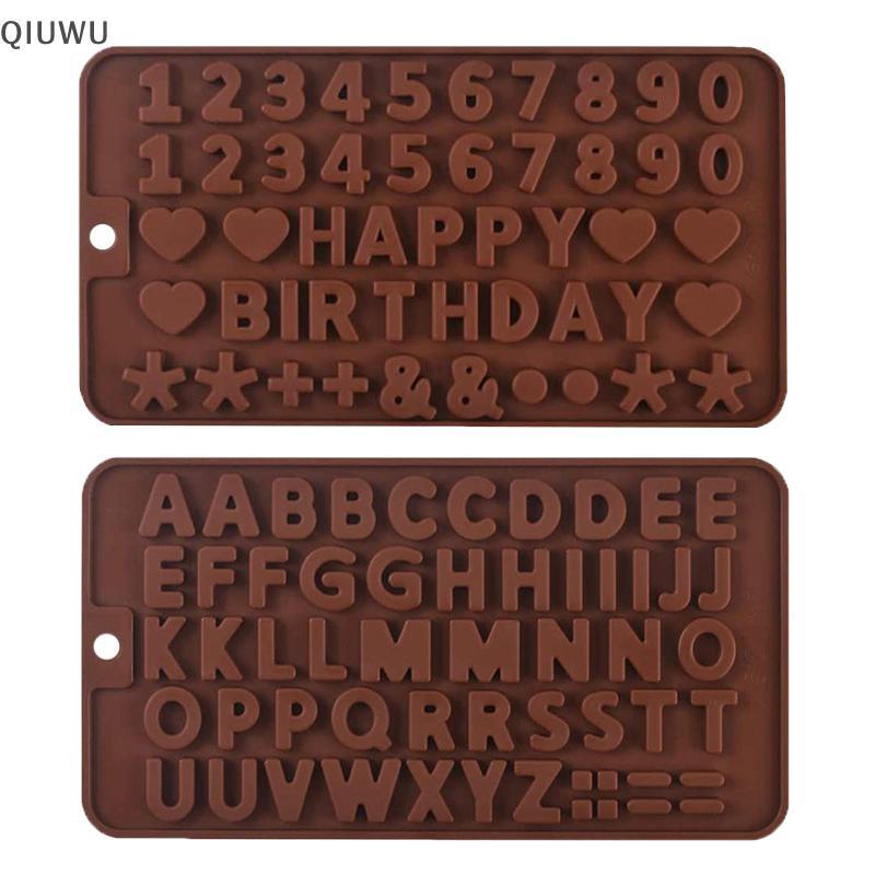 QIUWU Silicone Chữ Số Khuôn Socola Bảng Chữ Cái Số Dụng Cụ Nướng Bánh Với Chúc Mừng Sinh Nhật Trang Trí Bánh Fondant Khuôn.