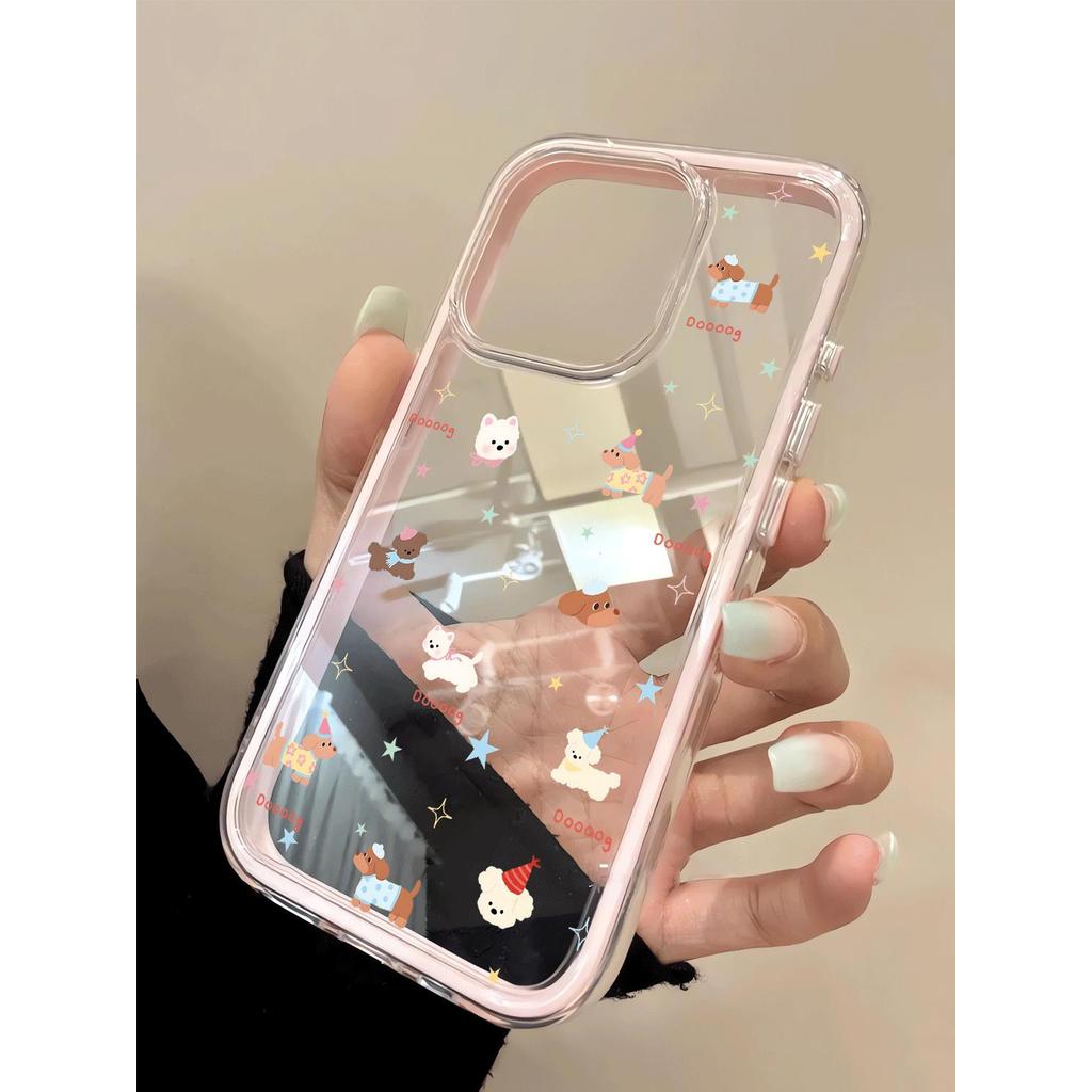 Tiếng Anh dễ thương chó 3 trong 1 cho 17 16ProMax trường hợp điện thoại 15pro 14plus