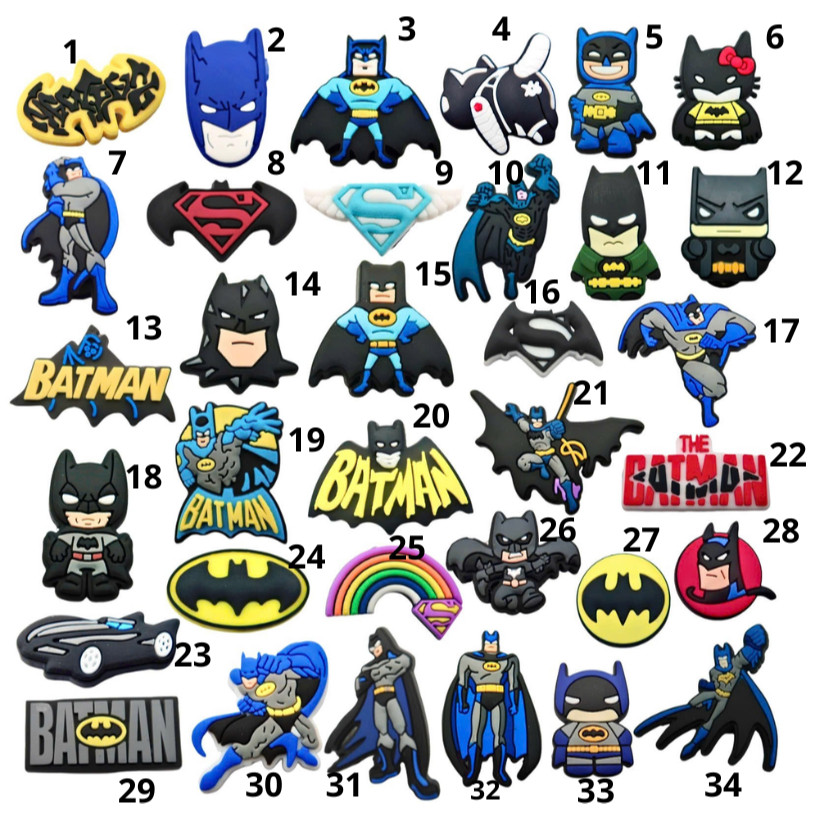 Set 12 Sticker/ Charm gắn dép siêu nhân batman