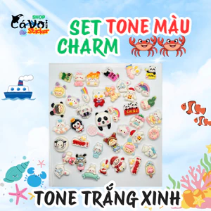 Set Charm gắn dép theo tone màu: Tone trắng xinh
