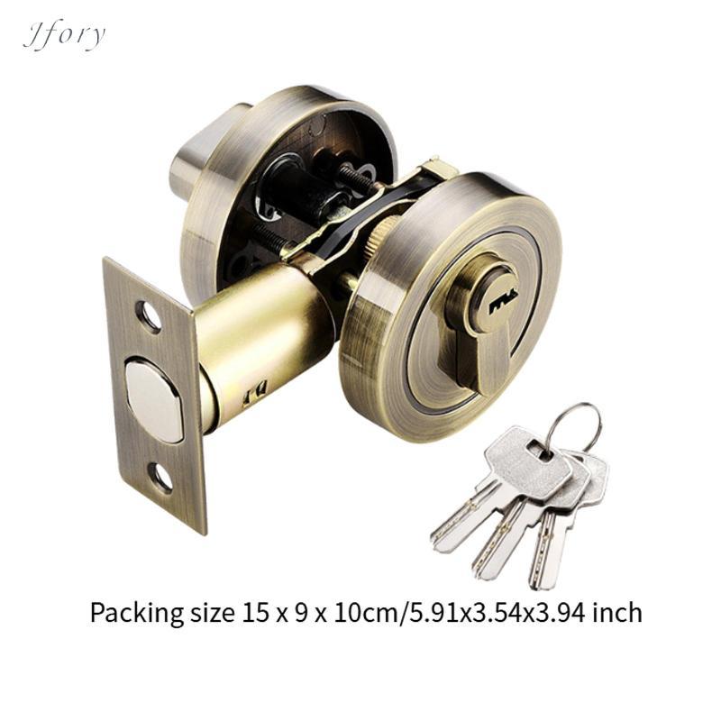 Jfory Khóa cửa Riegel, Khóa lối vào tròn, Khóa an toàn hiện đại cho cửa trước, Thanh xi lanh đơn cho gia đình, văn phòng, phòng ngủ, phòng ngủ