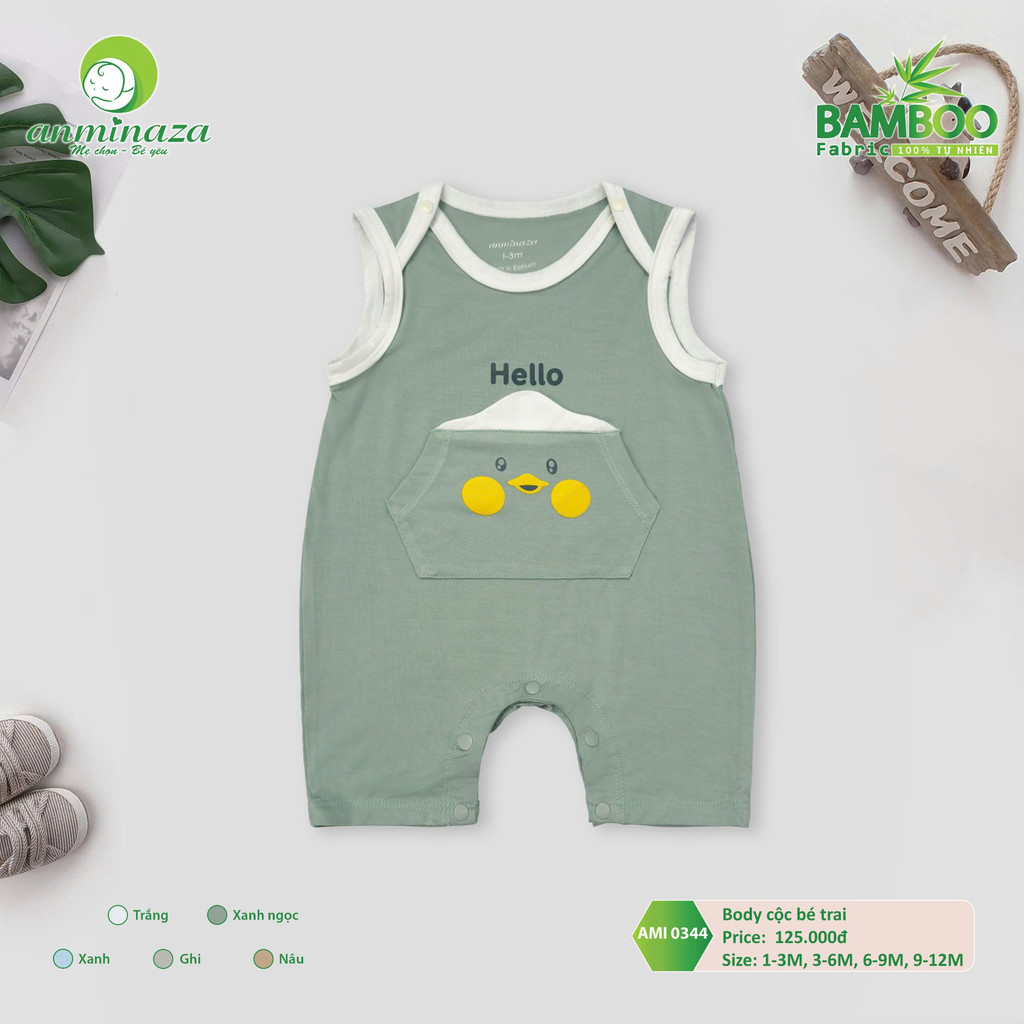 Body Đùi Sát Nách Bé Trai Anminaza Vải Sợi Tre Petit Mềm Mại Thấm Hút - Hàng Chính Hãng AMI0344