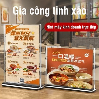 Bảng menu quán cà phê mica trong suốt – Kệ để bàn gọn nhẹ, trưng bày menu, bảng giá và QR code