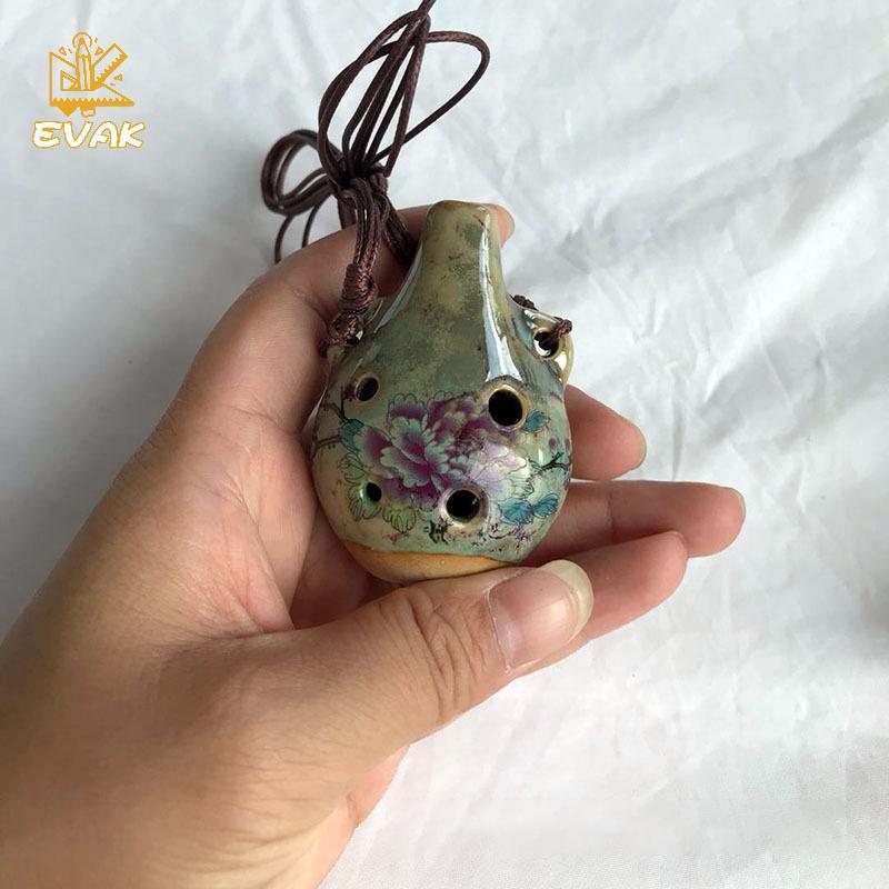 Alittlesetrtu Sáo Ocarina nhỏ 6 lỗ - Nhạc cụ dành cho người mới bắt đầu - Mặt dây chuyền gốm VN