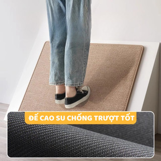 Bộ 2 Thảm Bếp Dệt Vải Lanh Siêu Thấm Hút, Thảm Nhà Bếp Chống Trượt, Thảm Chùi Chân Phòng Tắm Cao Cấp