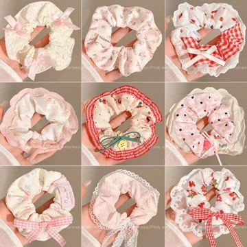 【Scrunchie】 Dây Buộc Tóc / Cột Tóc Scrunchies Hoa To Phồng Đẹp Thời Trang Hàn Quốc - Phụ Kiện Tóc