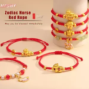 Vòng tay dệt tay dây đỏ phong cách Trung Hoa cho nam và nữ, phù hợp làm trang sức năm mới hoặc quà tặng