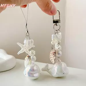 HFSHY 1 Đại Dương Cá Voi Móc Khóa Sao Biển Vỏ Charm Mặt Dây Chuyền Móc Khóa Trang Sức Cho Bé Gái Nữ Tặng Túi Trang Trí VN
