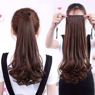 Dây đuôi ngựa và bím tóc lê cuộn hoa 48/38cm, chất liệu lông tơ tổng hợp phong cách Hàn Quốc
