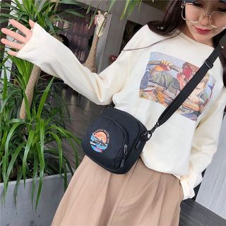 Nhật Bản Bông Tai Kẹp Chụp Đường Phố Túi Nữ ulzzang Thường Ngày Phù Hợp Với Hàn Quốc ins Sinh Viên Túi Vải Đeo Vai Túi Nhỏ