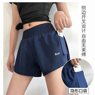 Quần Short Thể Thao Nữ Chống chói Mùa Hè Chạy Bộ Thể Dục Eo Cao Mỏng Hơn Nhìn Giả Hai Mảnh Yoga Ba Điểm Nhanh