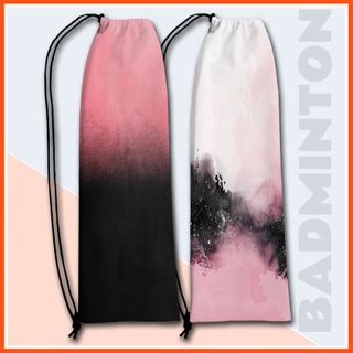 Túi vải flanel graffiti gradient đen hồng cho vợt cầu lông - Dung tích lớn và bảo quản hiệu quả