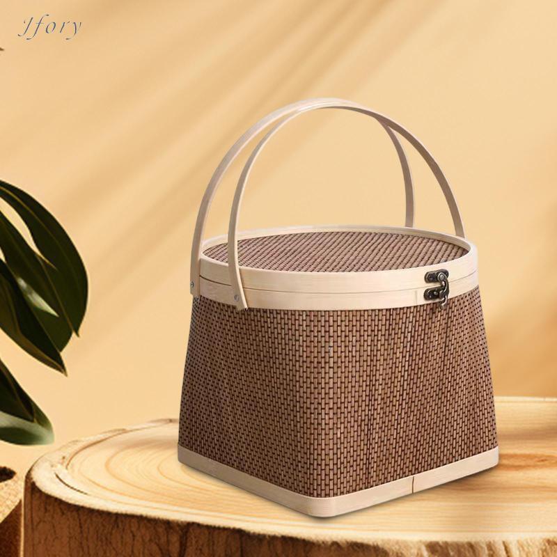 Jfory Giỏ đóng gói quà tặng Giỏ dệt tre Giỏ dã ngoại đa năng Giỏ đựng thực phẩm