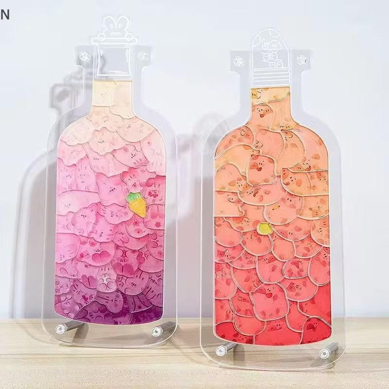 NS Acrylic Xếp Hình Dễ Thương 3D Ghép Hình Đồ Chơi Động Vật Mèo Lợn Hình Hoạt Hình Sáng Tạo Áo Cứng Lắp Ráp Chai Ngộ nghĩnh Trò Chơi Bé Gái Trẻ Em Quà Tặng NS