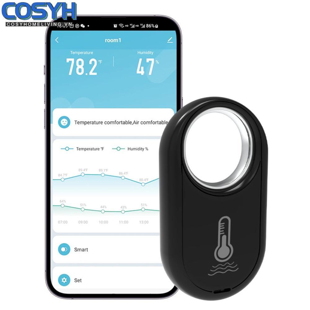 <cosyh>Portable Mini Temperature Humidity Sensor for Indoor Use with For Tuya Smart App