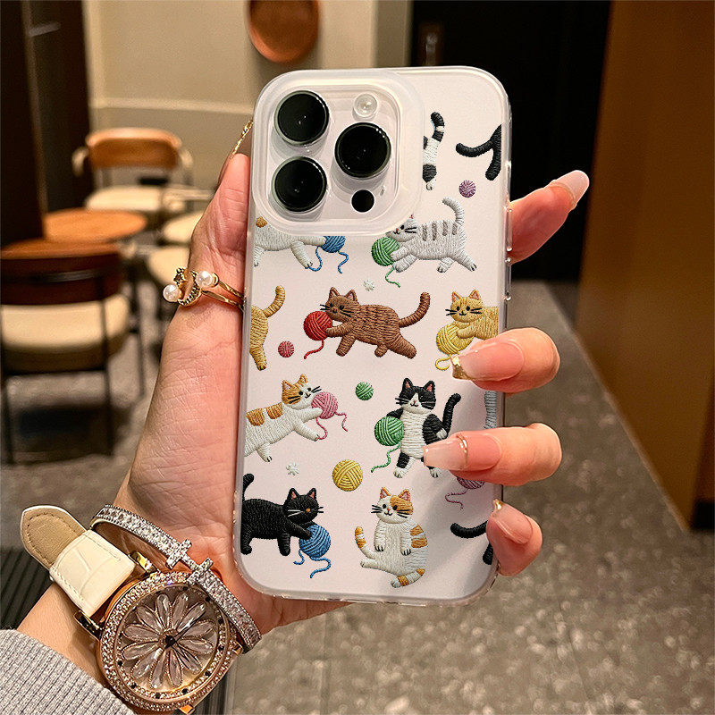 Dễ thương Cat Party Carnival Night cho 16 trường hợp điện thoại iPhone 17Air Frosted Meta Air Case 14 13 11Pro