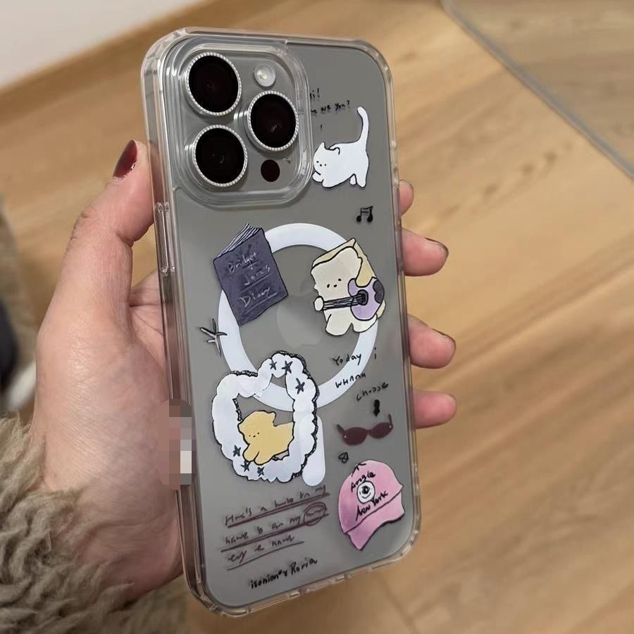 Pussycat Puppy cho 16 trường hợp iPhone 17Air Clear Magnetic Sucking Case 14 13 11Pro
