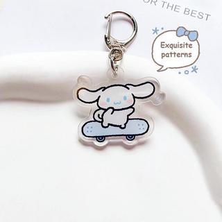 [Yybooklu]COD Cartoon Anime Acrylic Keychain Skateboarding Couple Bag Pendant Keychain - Kuromi