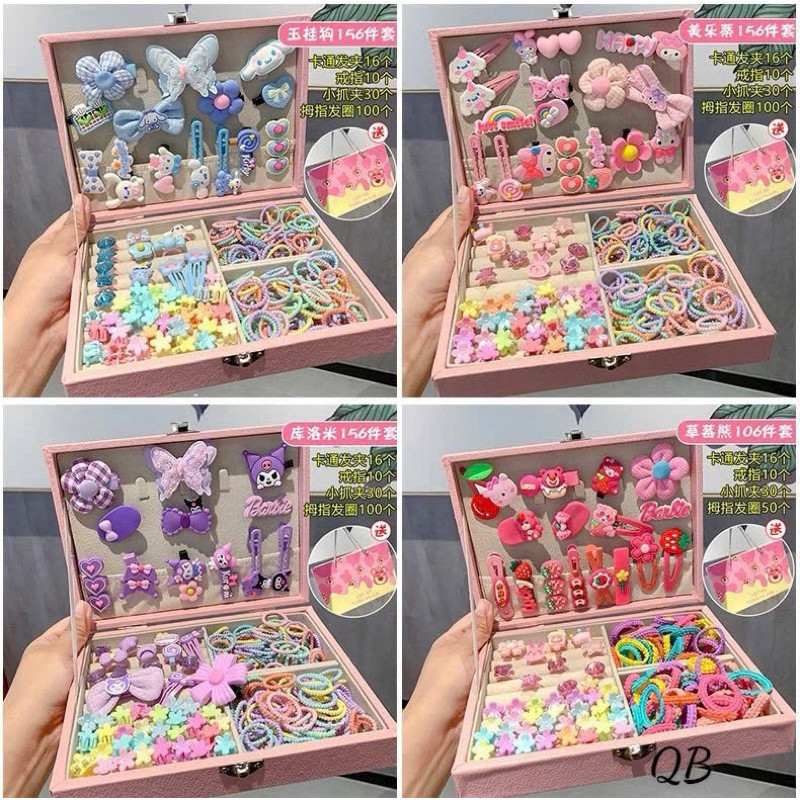 Kẹp Tóc, Hộp phụ kiện kẹp tóc PinkiBox cực dễ thương xinh xắn làm quà tặng sinh nhật cho bé gái mẫu mới