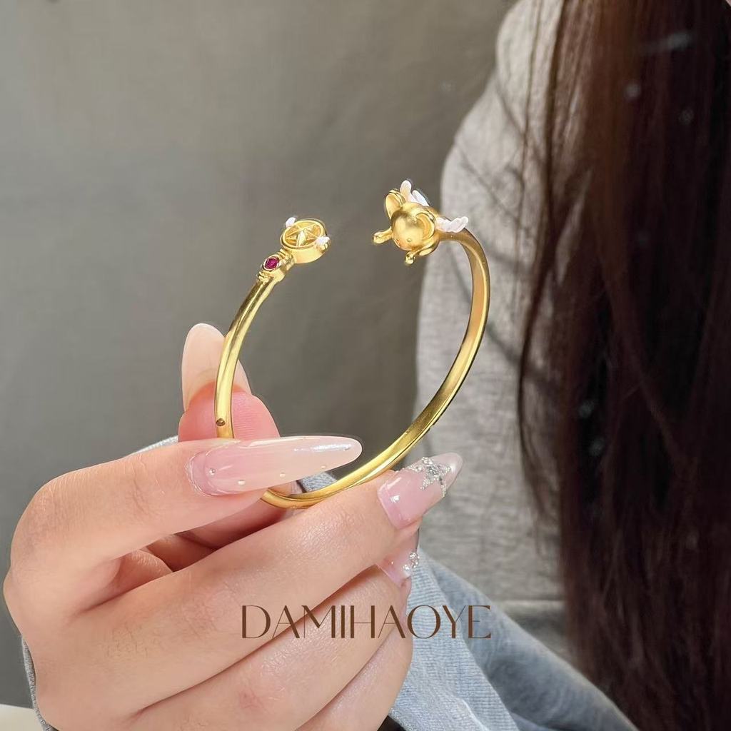 Thẻ Ma Thuật Cô Gái Sakura Đa Dạng Sakura Kerubes Xiaoke Vòng Tay Cô Gái Hoạt Hình Anime Dễ Thương Ngoại Vi Mở Vòng Tay