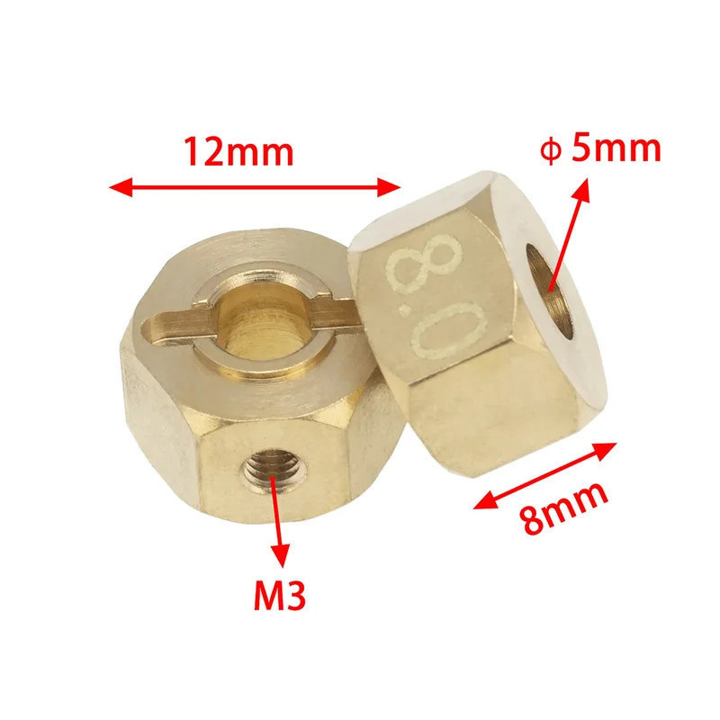 4 Đồng Bánh Xe Lục Giác Hub 12 Mm Chiều Rộng Khớp Nối Cho Trục SCX10 90046 RR10 RGT 86100 MST 1 / 10 RC Xe Bánh Xích Phụ Kiện Sửa Chữa