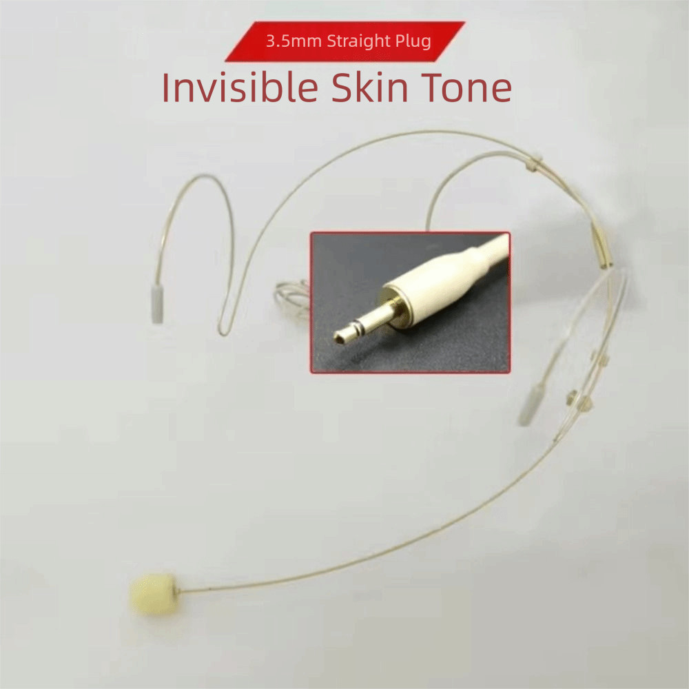 Mic tai nghe NOTE1, Micrô đeo đầu màu be không dây, Bộ khuếch đại móc tai đôi 3,5mm 3 chân di động Phụ kiện micrô loa bằng giọng nói