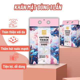 Khăn lau mặt khô đa năng 100% cotton dùng 1 lần, giấy lau mặt dạng rút Cotton Tissue 500g túi 170 tờKKhobuon51