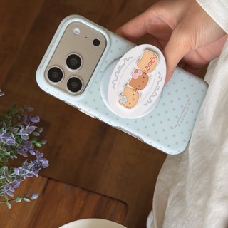 Blue Polka Dot Cookie Cat Tai Nghe Dành Cho iPhone 17ProMax 17Pro 17 16ProMax 16Pro 16 15ProMax 15Pro 15 14ProMax 14 13 Apple iPhone 16 Giá Đỡ Hút Từ Tính