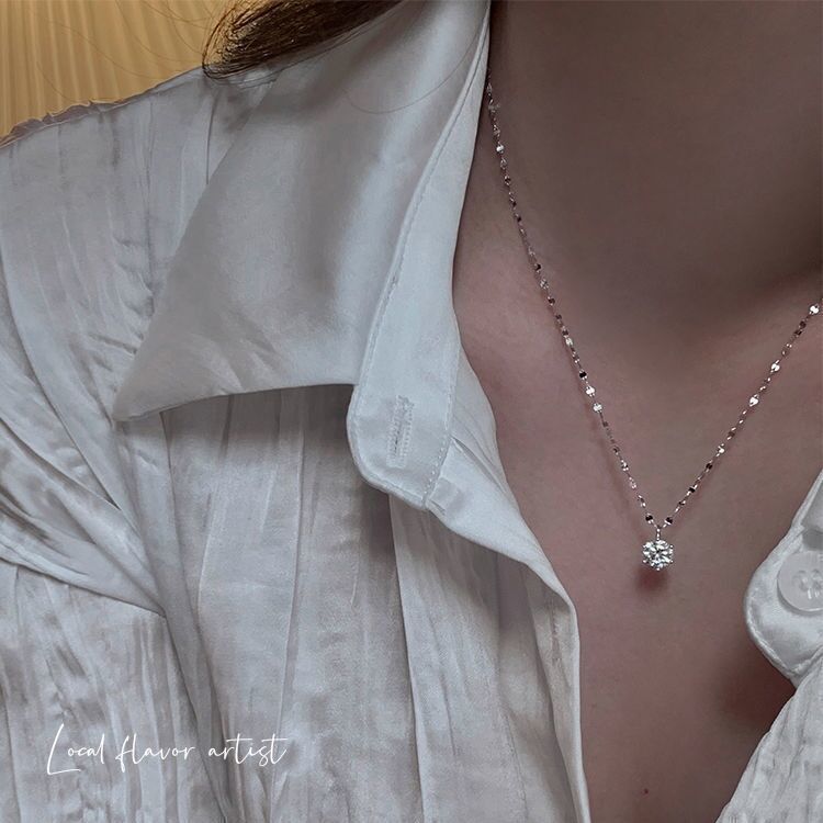 Vòng Cổ Kim Cương Đơn Nữ Xương Đòn Dây Xích Ánh Sáng Sang Trọng Niche Thiết Kế Nhẹ nhàng Tính Khí Kết Cấu Đơn Giản Bạn Gái Tất Cả-