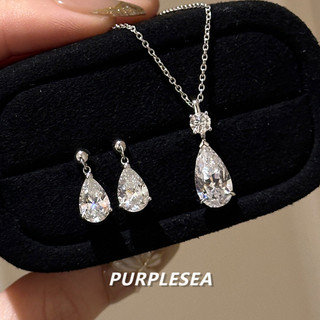 Bộ Trang Sức Phái Nữ Với Bông Tai Zircon Giọt Nước và Mặt Dây Chuyền Đa Năng