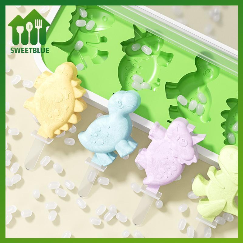 SWEET Khuôn Làm Kem Silicon Có Nắp Và Sti DIY Popsicle Khuôn Hình Khủng Long Bánh Ngọt Khuôn Nhà Bếp Dụng Cụ Làm Kem n