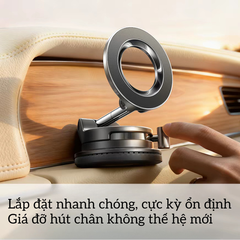 Giá Đỡ Điện Thoại Từ Tính - Chất Liệu ABS Cao Cấp Chống Rung, Hút Chân Không, Nam Châm Mạnh, Xoay 360° Cho Ô Tô