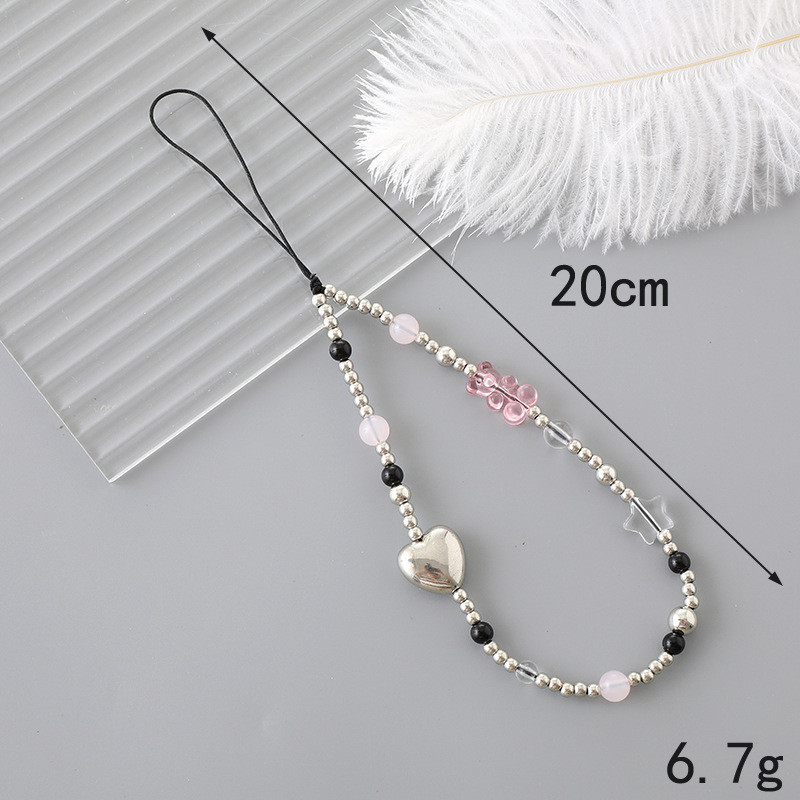 Dây đeo điện thoại gấu xinh bướm hạt trang trí, chống mất mát, phụ kiện trang trí túi xách tiện lợi