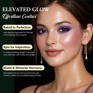 Bảng phấn mắt nướng UCANBE có Highlighter, Bảng phấn mắt mờ 9 màu đá quý, Màu sắc tố cao có thể pha trộn bằng kim loại, Mờ, Trang điểm lấp lánh, Thiết kế nhỏ gọn xoay