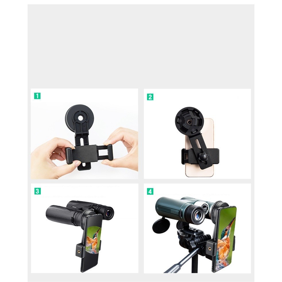 Giá đỡ điện thoại thông minh gắn kính thiên văn Đường kính 25-45mm，Dễ dàng lắp đặt, tháo lắp nhanh
