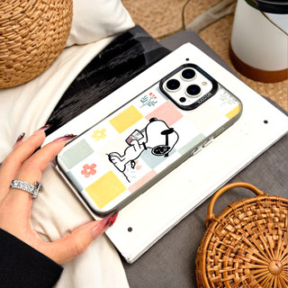 Ốp Lưng Iphone Phim hoạt hình thời trang Cho Iphone 7 xs xr 11 12 13 14 15 16 Pro Max Plus SNOOPY Grid simple fashion